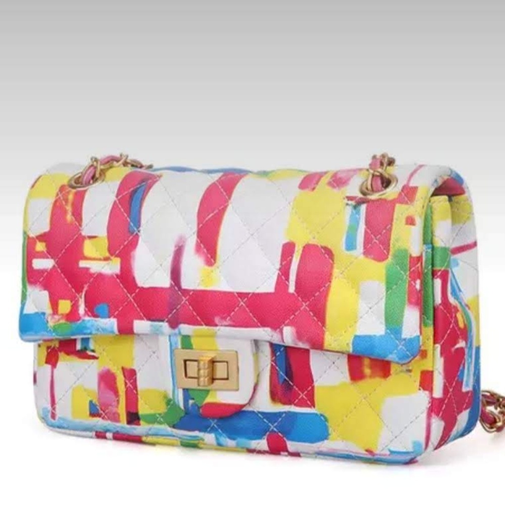 Medium Graffiti Pink Multicolor Shoulder Bag